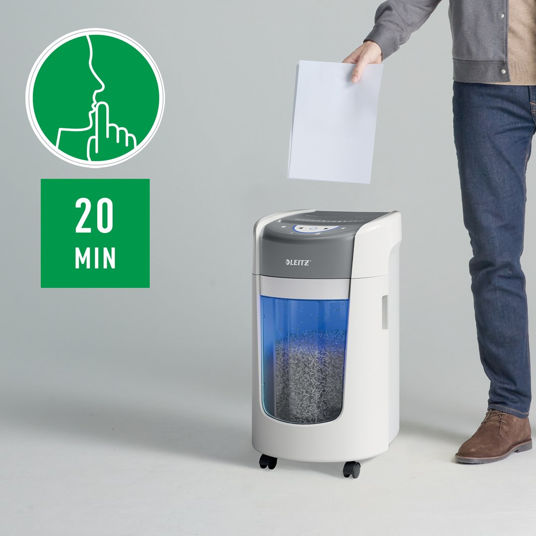 Leitz IQ OptiMax Home Office 225 Micro Cut Paper Shredder Security P5 15L - White - Afbeelding 6