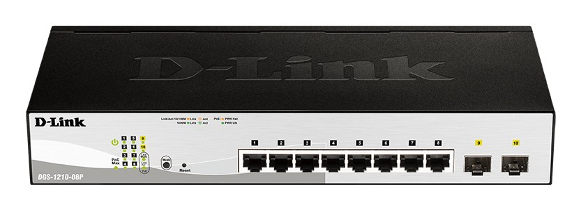 D-Link DGS-1210-08P Managed L2 Gigabit Ethernet (10/100/1000) Power over Ethernet (PoE) Black