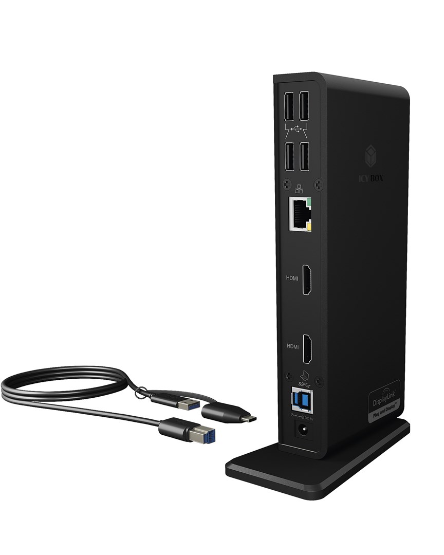ICY BOX IB-DK2251AC Wired USB 3.2 Gen 2 (3.1 Gen 2) Type-A Black
