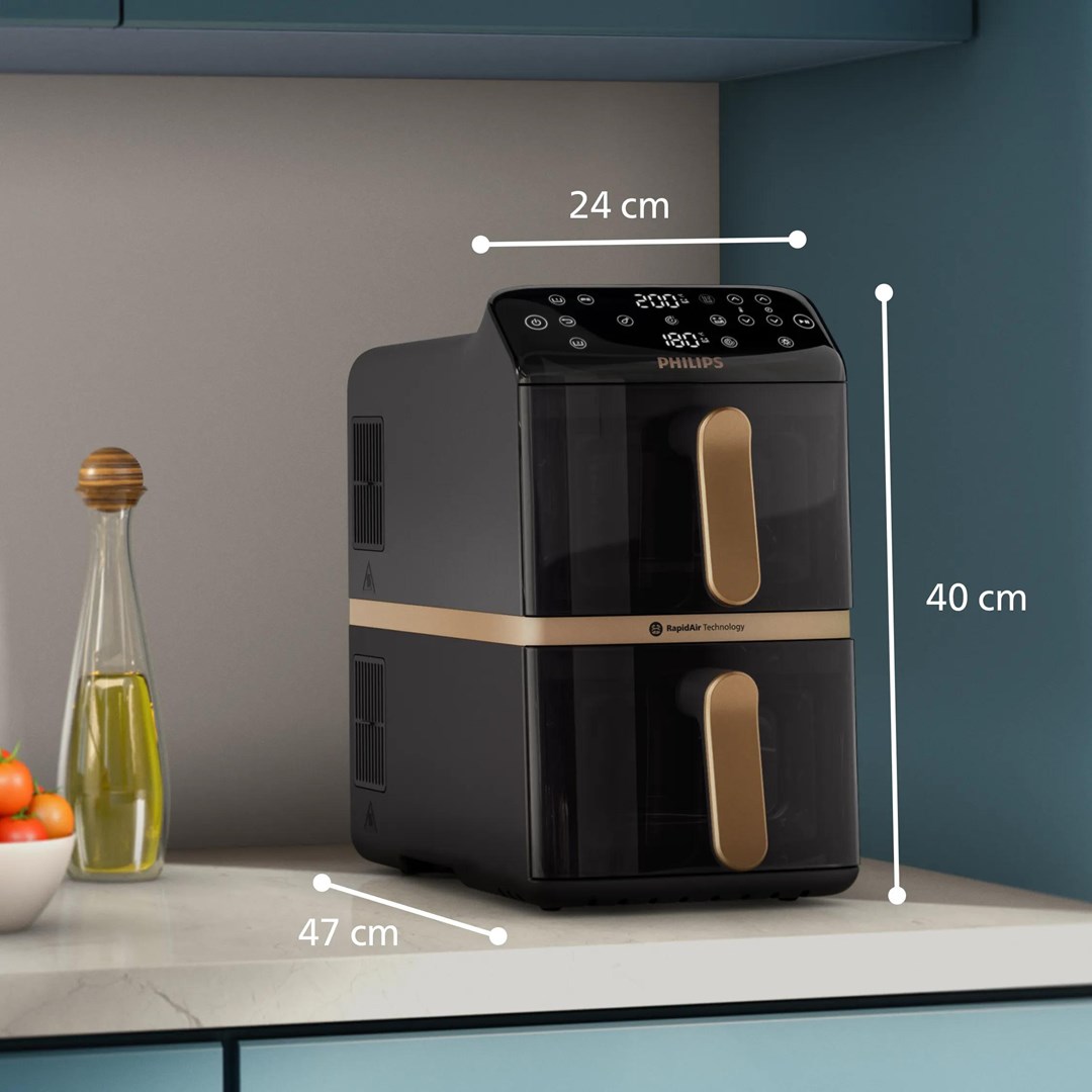 Philips 4000 series NA462/80 fryer Double 10 L Stand-alone 2750 W Hot air fryer Black, Gold, Grey - Afbeelding 8