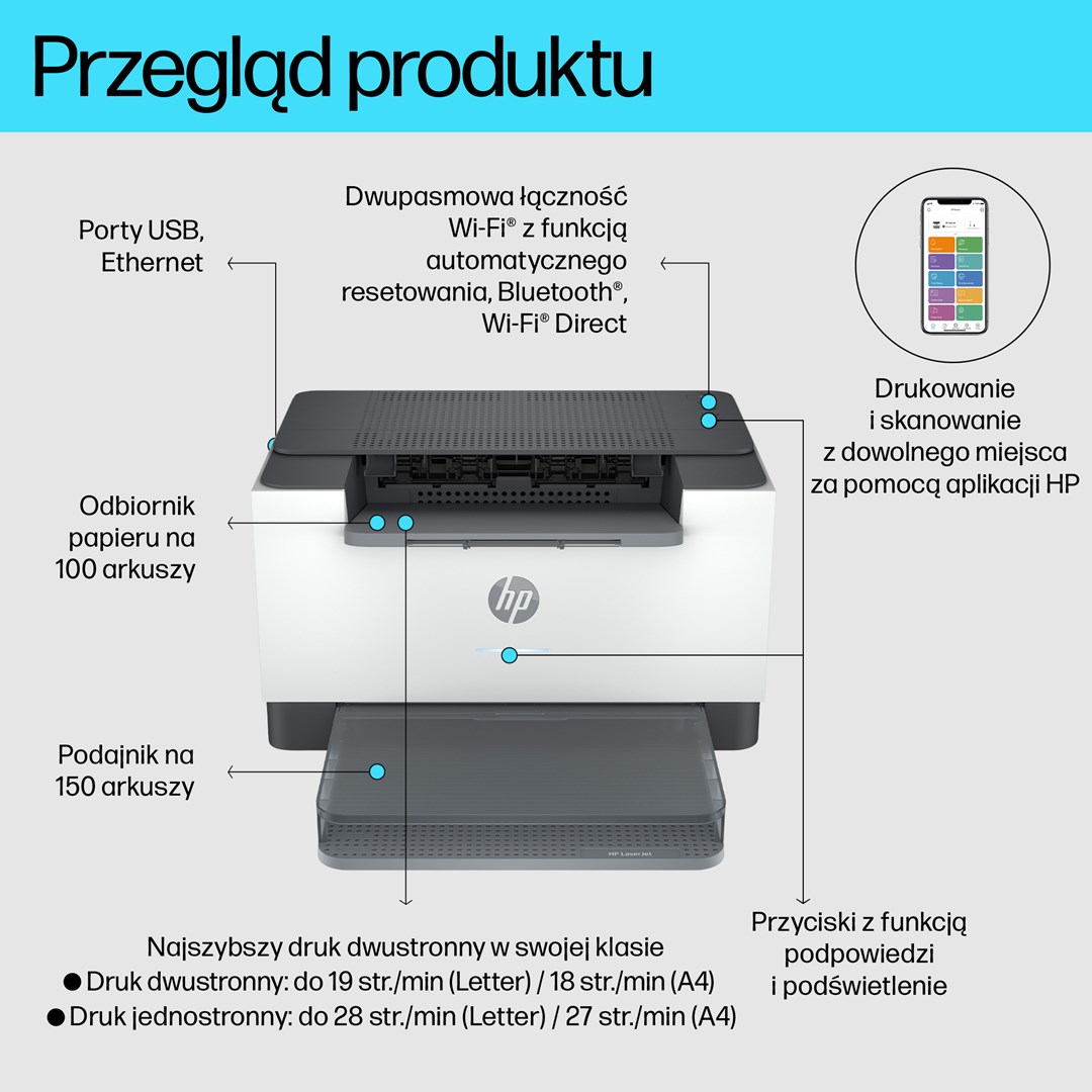 HP LaserJet M207dw Wireless Black and white Printer, Duplex - Afbeelding 3
