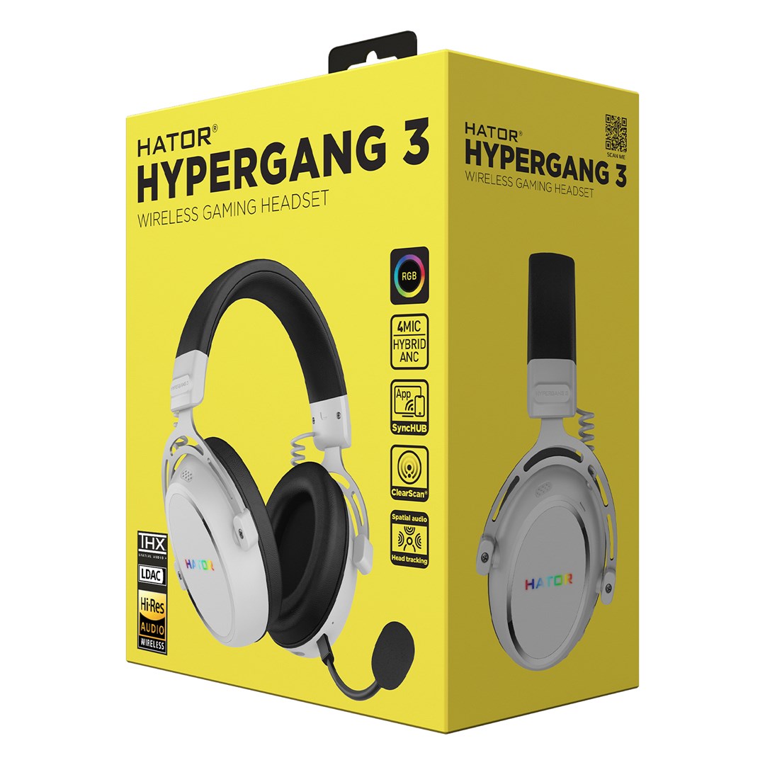 HATOR Hypergang 3 Wireless Headset Head-band Gaming USB Type-C / USB Type-A Bluetooth White - Afbeelding 10