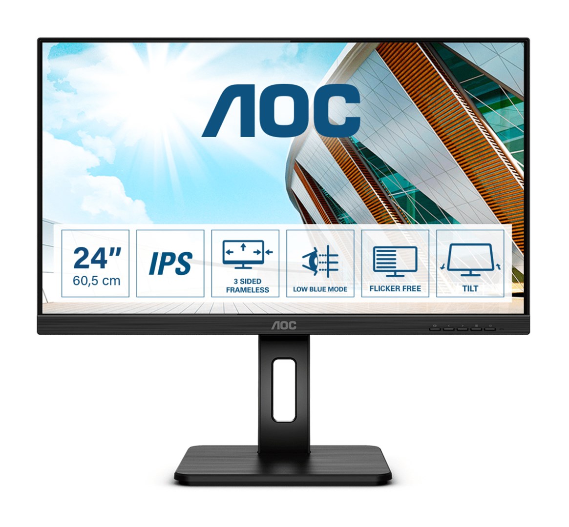 AOC Q24P2Q LED display 60.5 cm (23.8") 2560 x 1440 pixels Quad HD Black