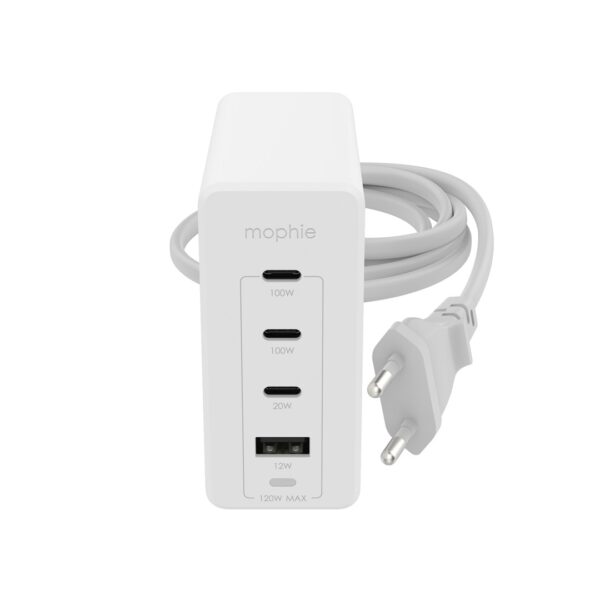 mophie Accessories-Wall Adapter-USB-C-PD-HUB-120W-GAN-White-EU(3xUSBC + 1xUSBA)