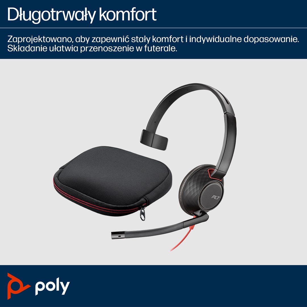 HP Poly Blackwire 5210 Monaural USB-C Headset +3.5mm Plug +USB-C/A Adapter - Afbeelding 5