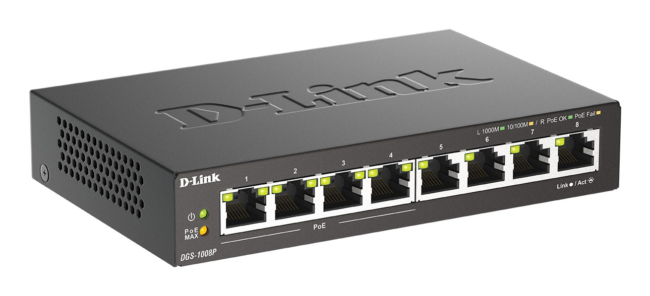 D-Link 8-Port Gigabit PoE Unmanaged Desktop Switch - Afbeelding 3