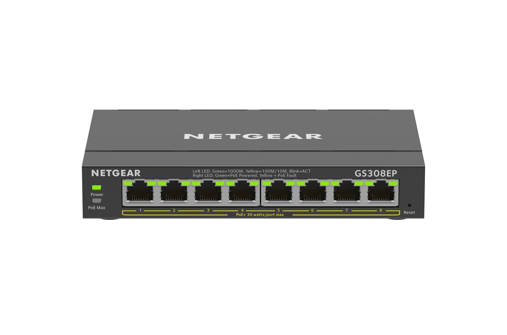 NETGEAR 8-Port Gigabit Ethernet PoE+ Plus Switch (GS308EP) Managed L2/L3 Gigabit Ethernet (10/100/1000) Power over Ethernet (PoE) Black - Afbeelding 4