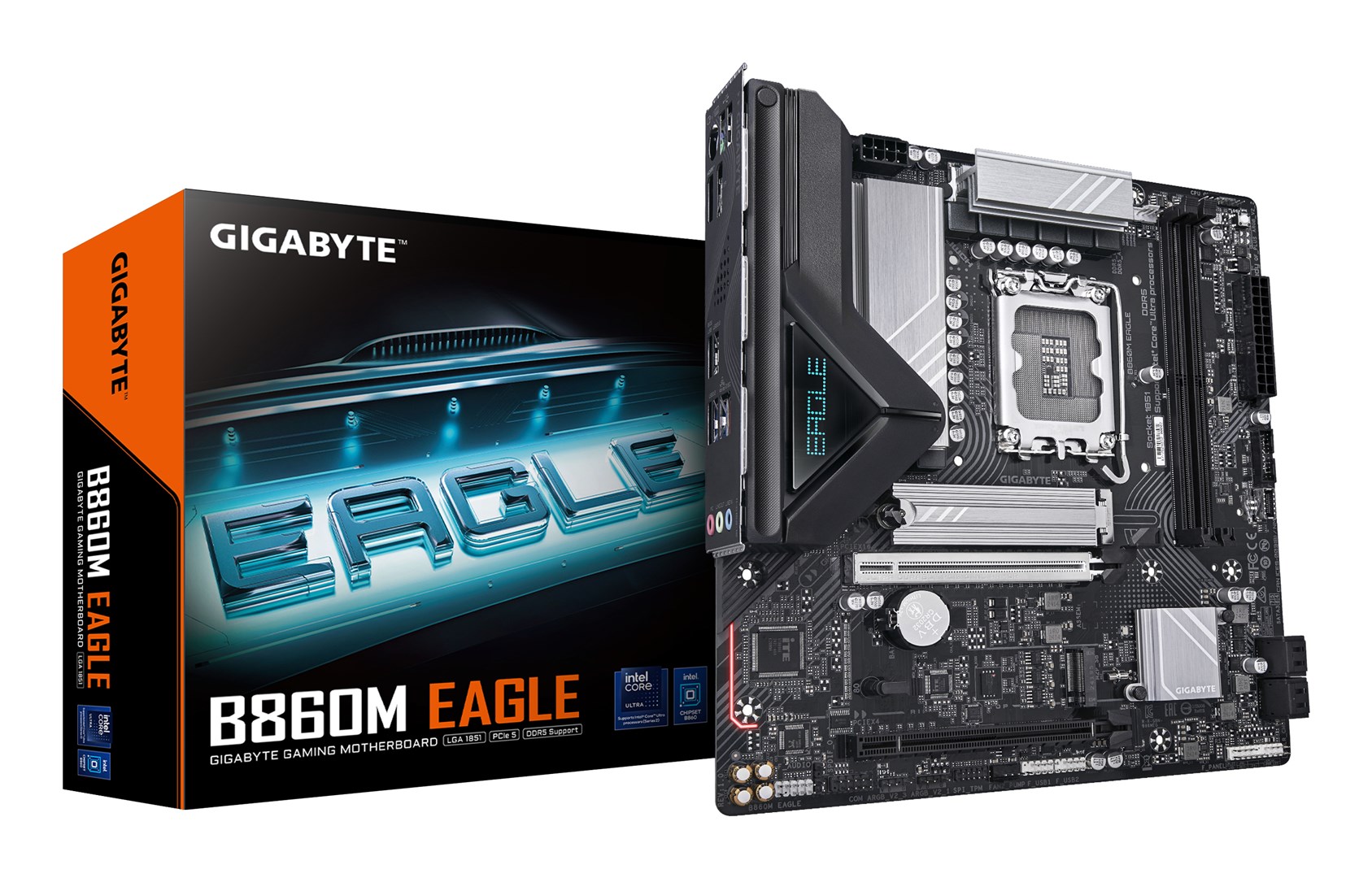 GIGABYTE B860M EAGLE Motherboard - Intel Core Ultra Series CPUs, 6+1+2+1 Phases VRM, up to 9066MHz DDR5, 1xPCIe 5.0 + 1xPCIe 4.0 M.2, 2.5GbE LAN, USB 3.2 Gen 1
