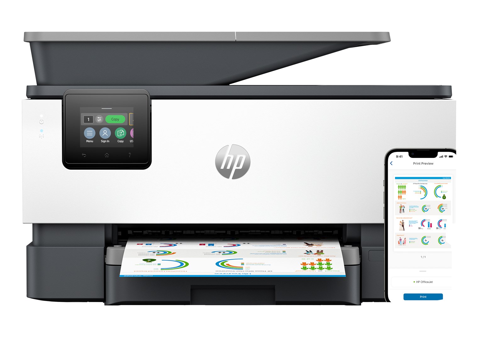 HP OfficeJet Pro 9120b Wireless All-in-One Color Printer, Two-sided printing; Copier, Scanner