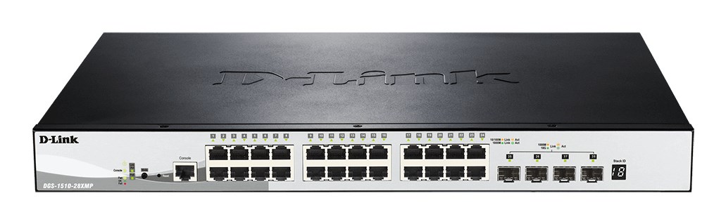 D-Link DGS-1510-28XMP/E network switch Managed L2/L3 Gigabit Ethernet (10/100/1000) Power over Ethernet (PoE) Black, Grey