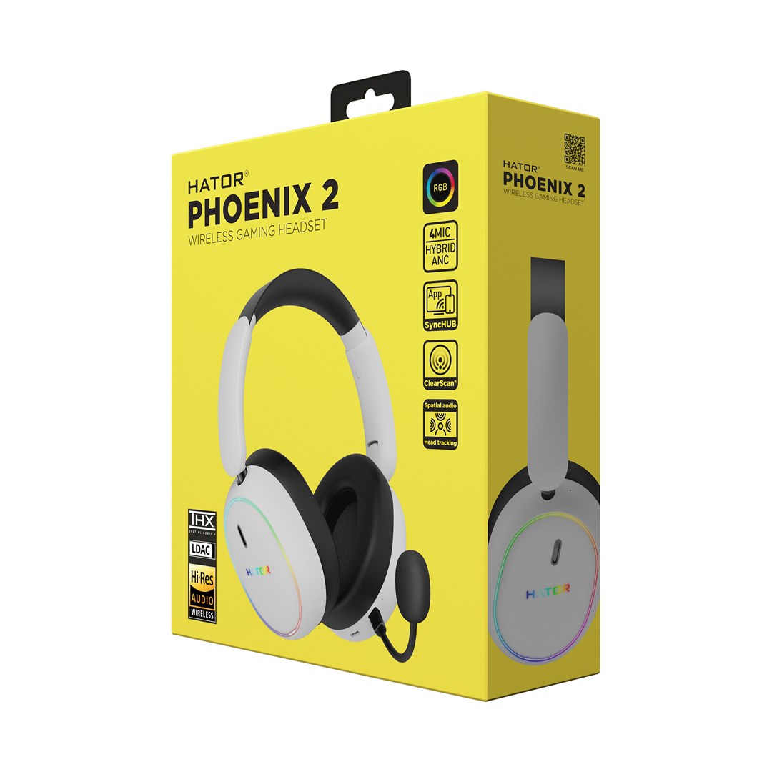 HATOR Phoenix 2 Wireless Headset Wired & Wireless Head-band Gaming USB Type-C / USB Type-A Bluetooth White - Afbeelding 10