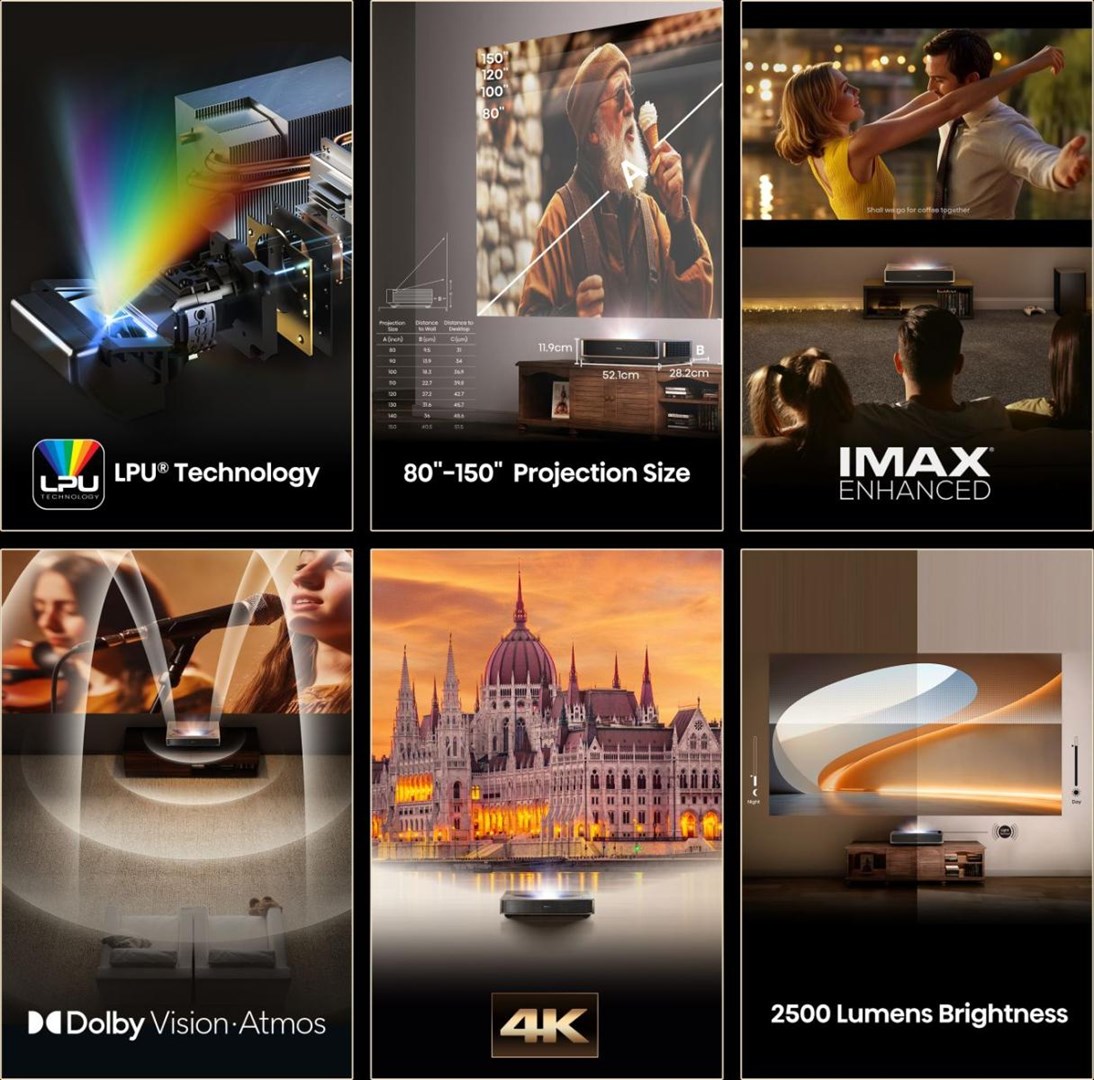 Hisense PT1 Ultra short throw projector UHD 4K (3840x2160) 3D Black - Afbeelding 4