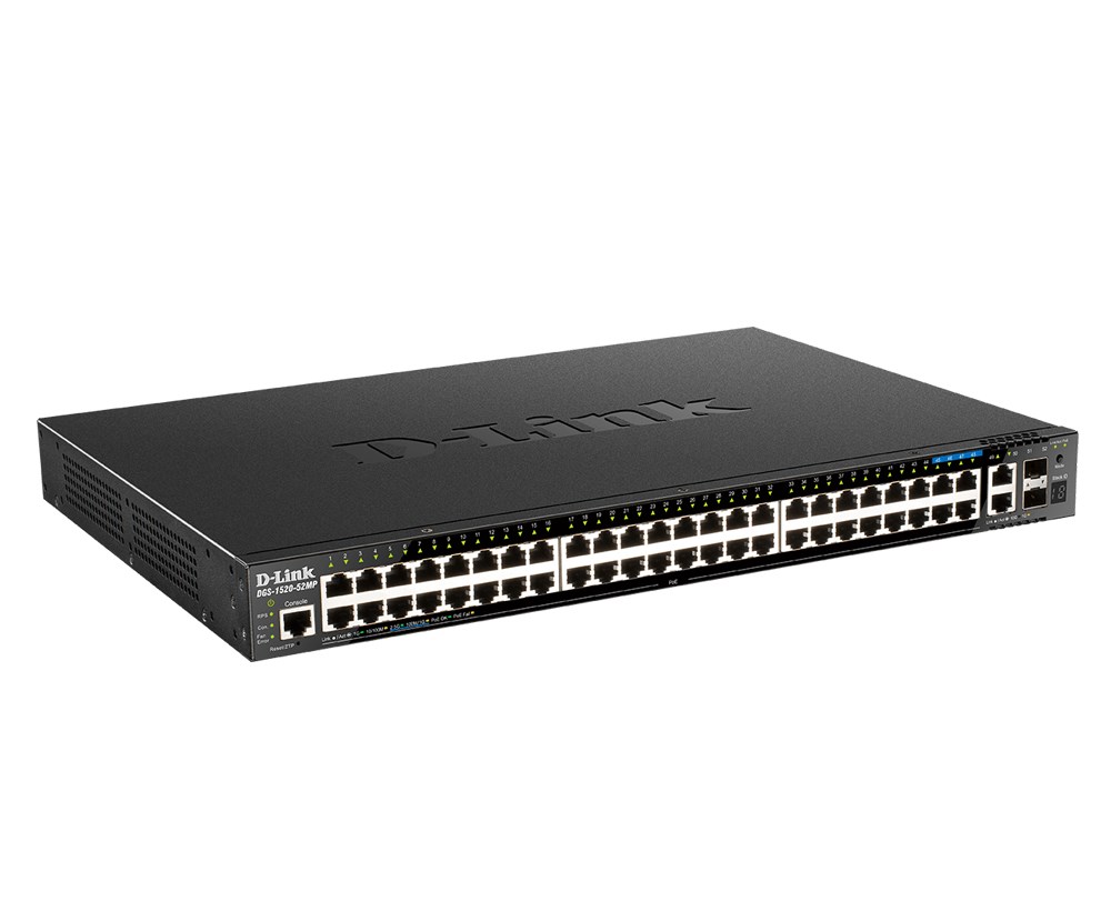 D-Link DGS-1520-52MP/E network switch Managed L3 Gigabit Ethernet (10/100/1000) Power over Ethernet (PoE) 1U Black