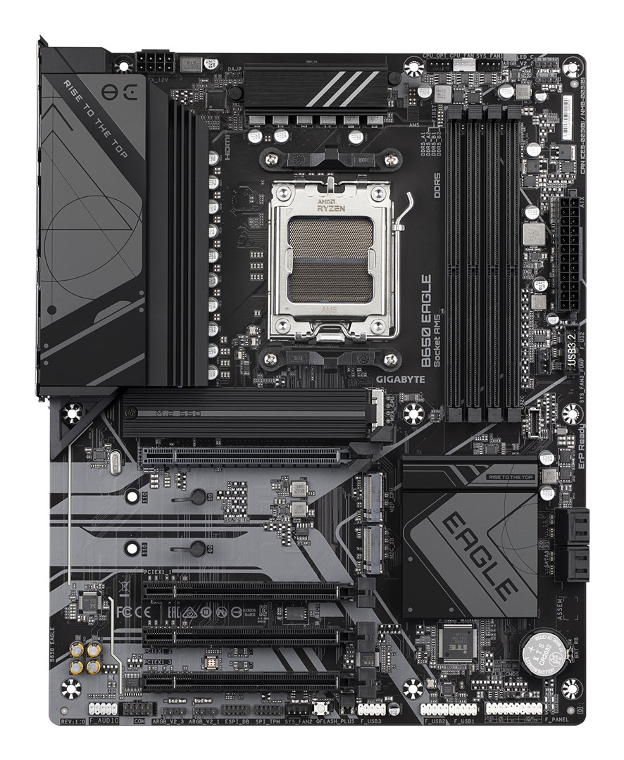 GIGABYTE B650 EAGLE Motherboard - AMD Ryzen 9000 Series CPUs, 12+2+2 Phases VRM, up to 7600MHz DDR5 (OC), 1xPCIe 5.0 + 2xPCIe 4.0 M.2, GbE LAN, USB 3.2 Gen 2 - Afbeelding 2