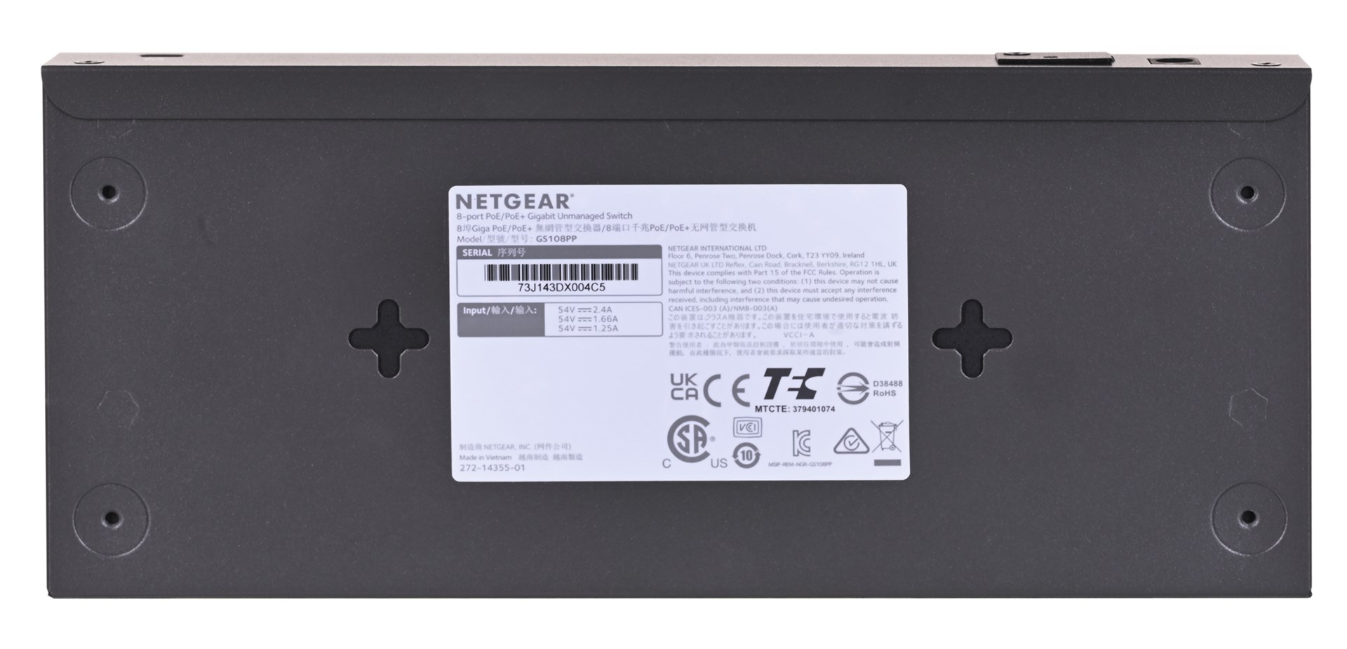 NETGEAR GS108PP Unmanaged Gigabit Ethernet (10/100/1000) Power over Ethernet (PoE) Black - Afbeelding 6