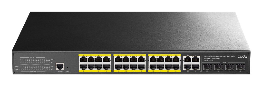 Cudy GS2028PS4 Managed L2 Gigabit Ethernet (10/100/1000) Power over Ethernet (PoE) 1U Black