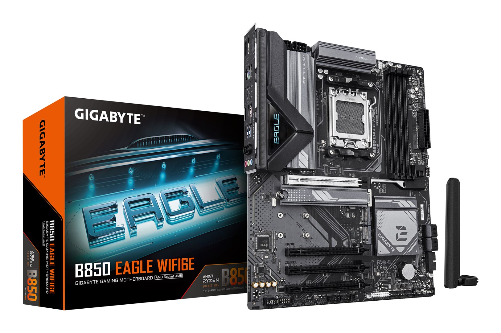 GIGABYTE B850 EAGLE WIFI6E Motherboard - AMD Ryzen 9000 Series CPUs, 8+2+2 Phases Digital VRM, up to 8200MHz DDR5 (OC), 1xPCIe 5.0 + 2xPCIe 4.0 M.2, GbE LAN, WIFI 6E, USB 3.2 Gen 2