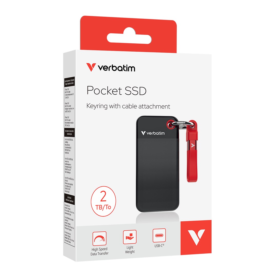 Verbatim Pocket SSD USB 3.2 Gen 2 2TB Black/Red - Afbeelding 3
