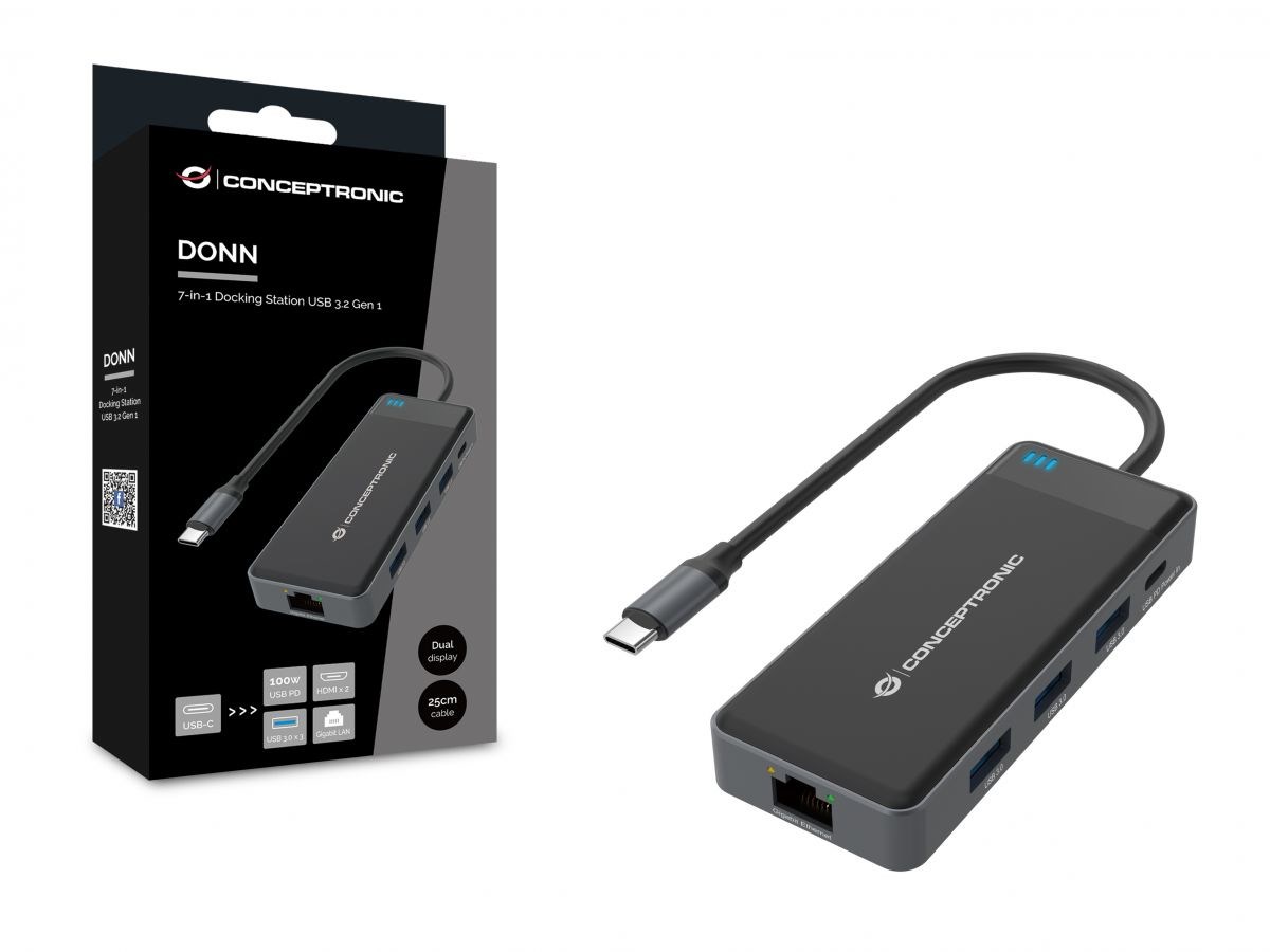 Conceptronic DONN14G laptop dock/port replicator Wired USB 3.2 Gen 1 (3.1 Gen 1) Type-C Grey - Afbeelding 4