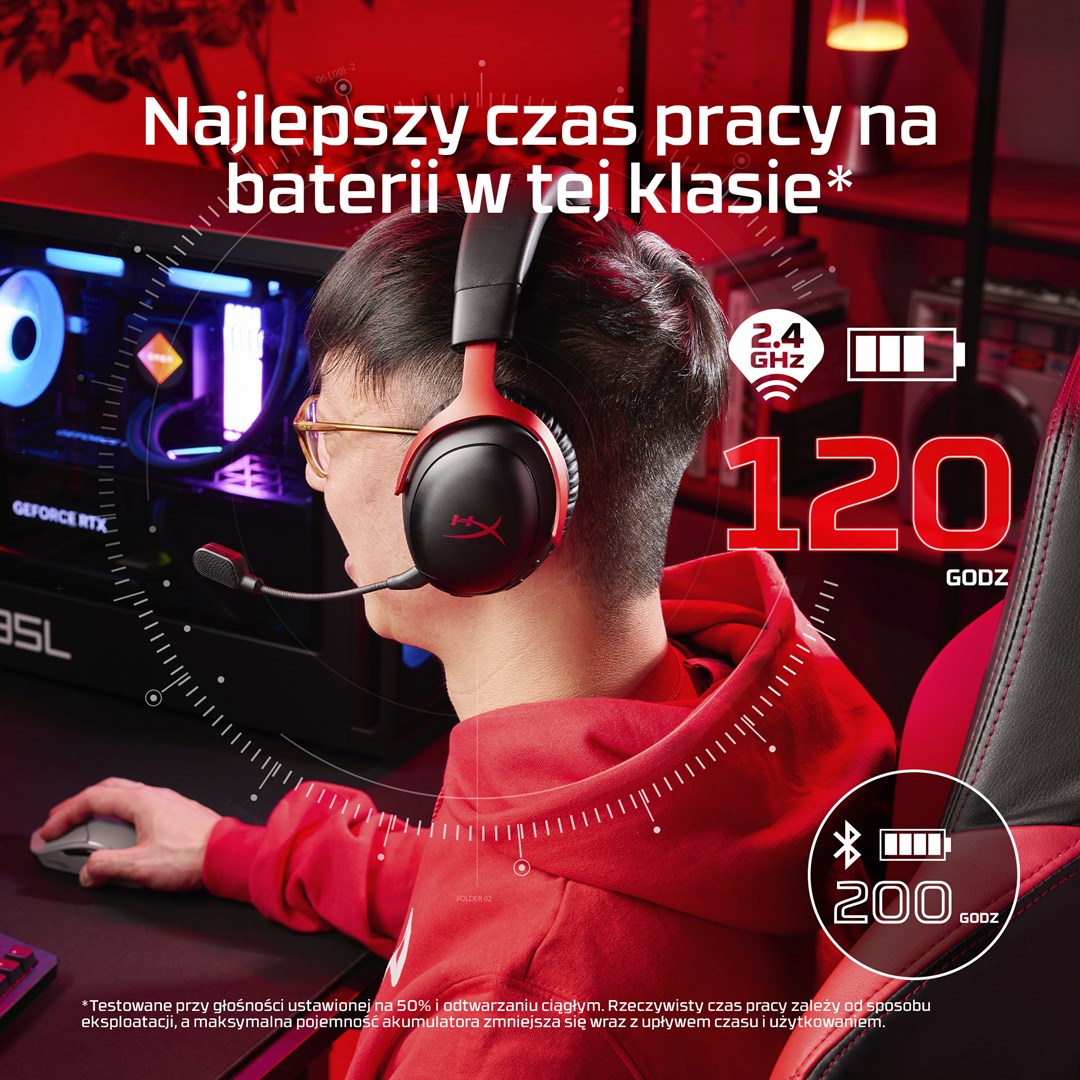 HyperX Cloud III S Wireless - Gaming Headset (Black-Red) - Afbeelding 7