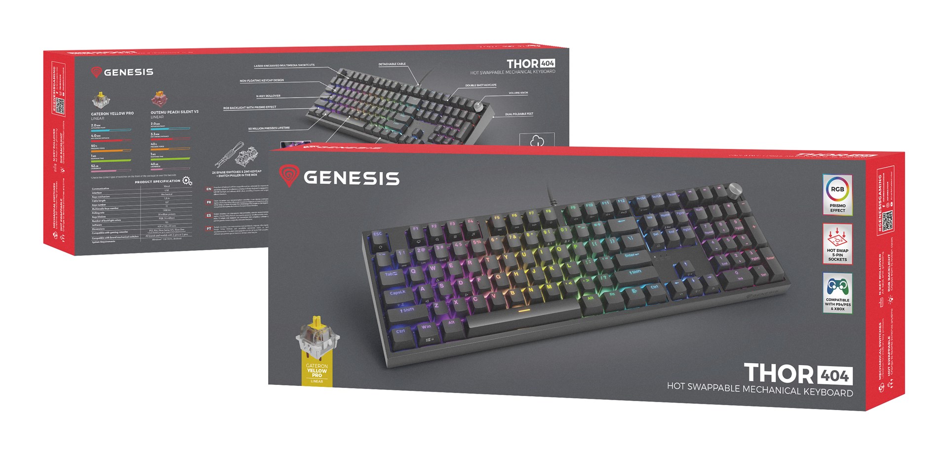 GENESIS THOR 404 keyboard Universal USB QWERTY English Black - Afbeelding 10