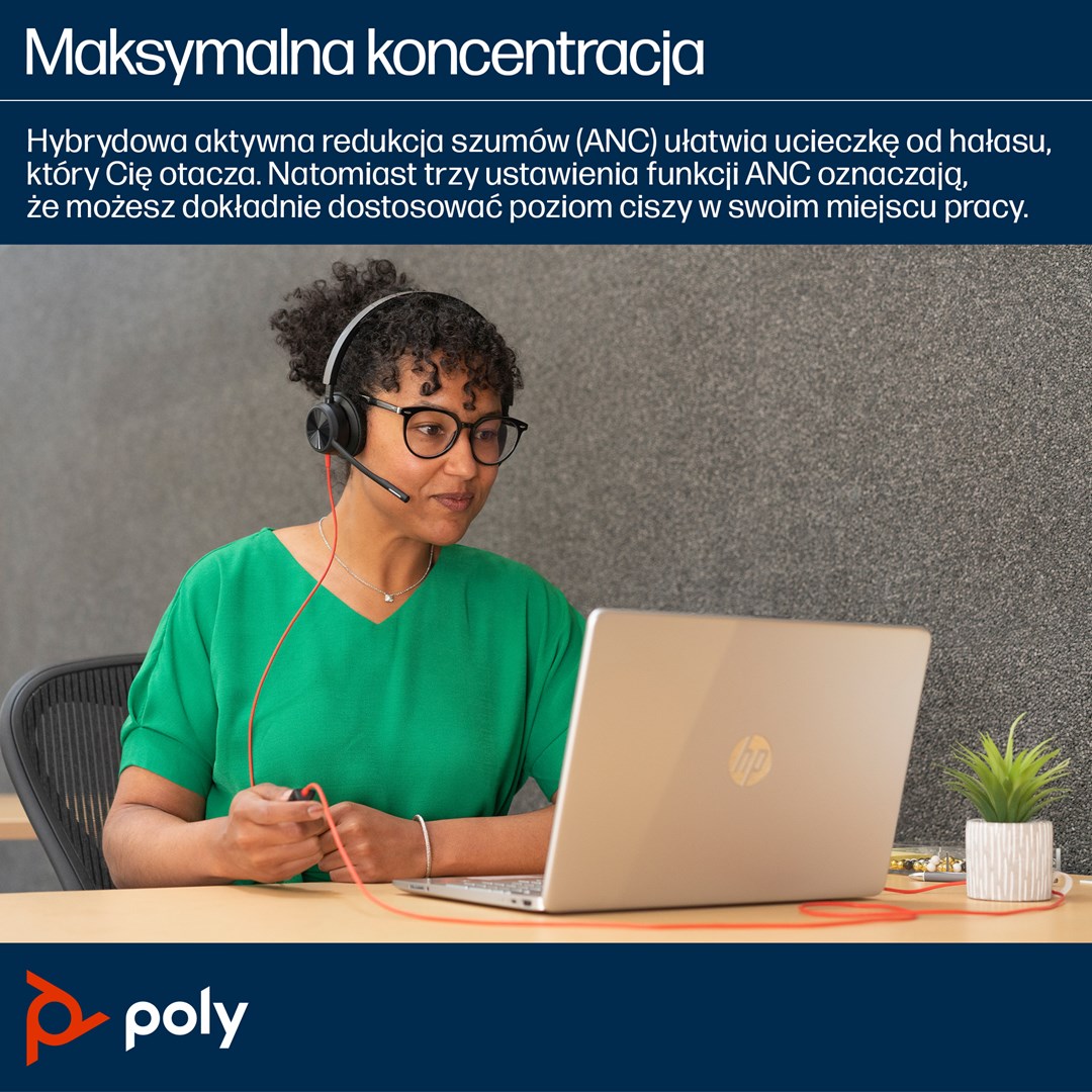 POLY Blackwire 8225 Stereo Microsoft Teams Certified USB-C Headset +USB-C/A Adapter - Afbeelding 9