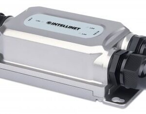 Intellinet 2-Port Outdoor Vandalproof Gigabit PoE++ Extender, Two 30 W Ports, Extends PoE up to 100 m (328 ft.), 60 W Power Budget, IEEE 802.3bt (4PPoE) Compliant, IP67 Waterproof, IK10-rated, Metal Housing