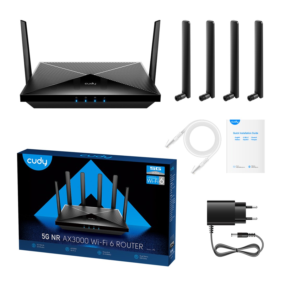 Cudy P5 wireless router Gigabit Ethernet Dual-band (2.4 GHz / 5 GHz) 5G Black - Afbeelding 5