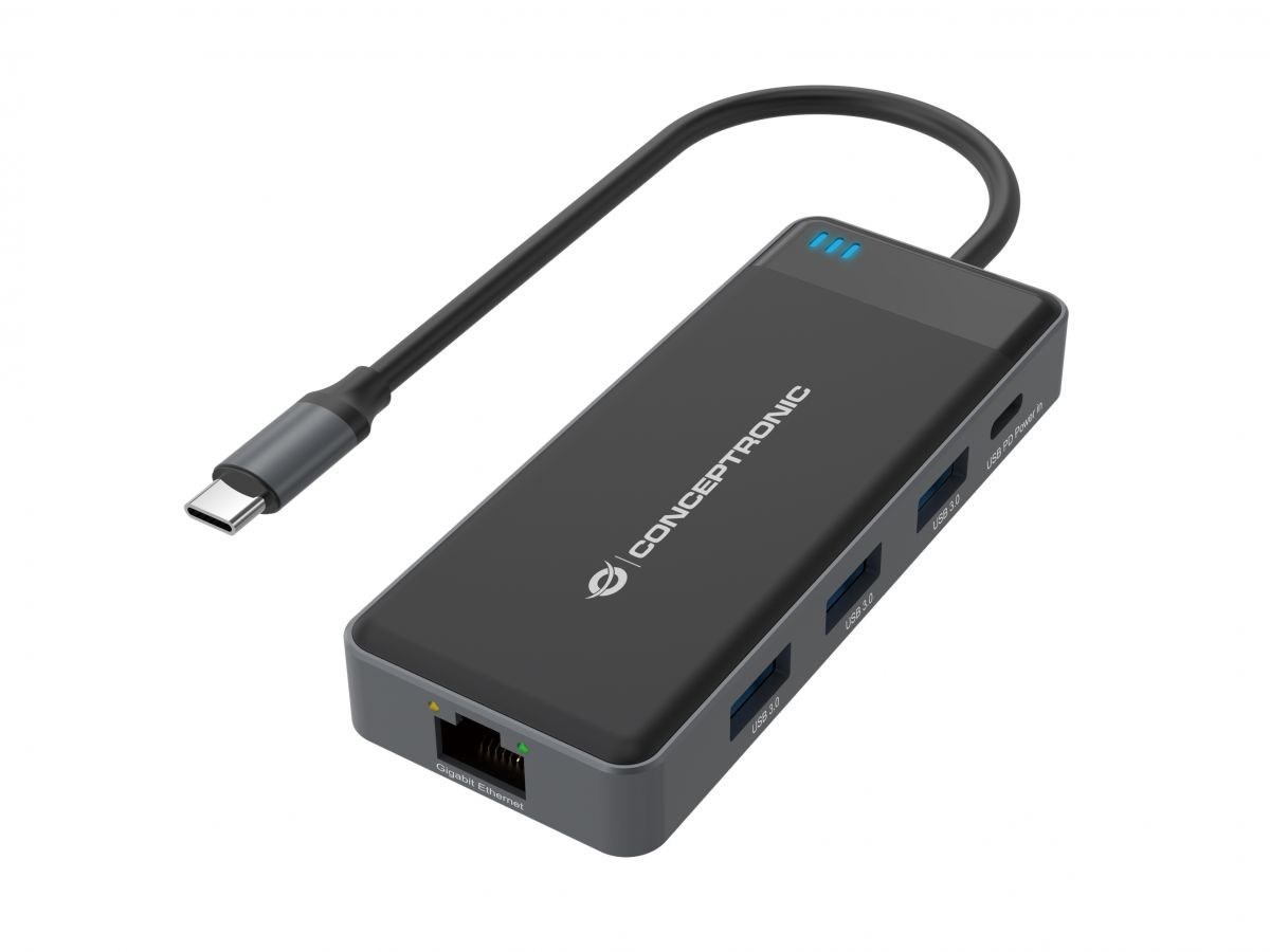 Conceptronic DONN14G laptop dock/port replicator Wired USB 3.2 Gen 1 (3.1 Gen 1) Type-C Grey - Afbeelding 2