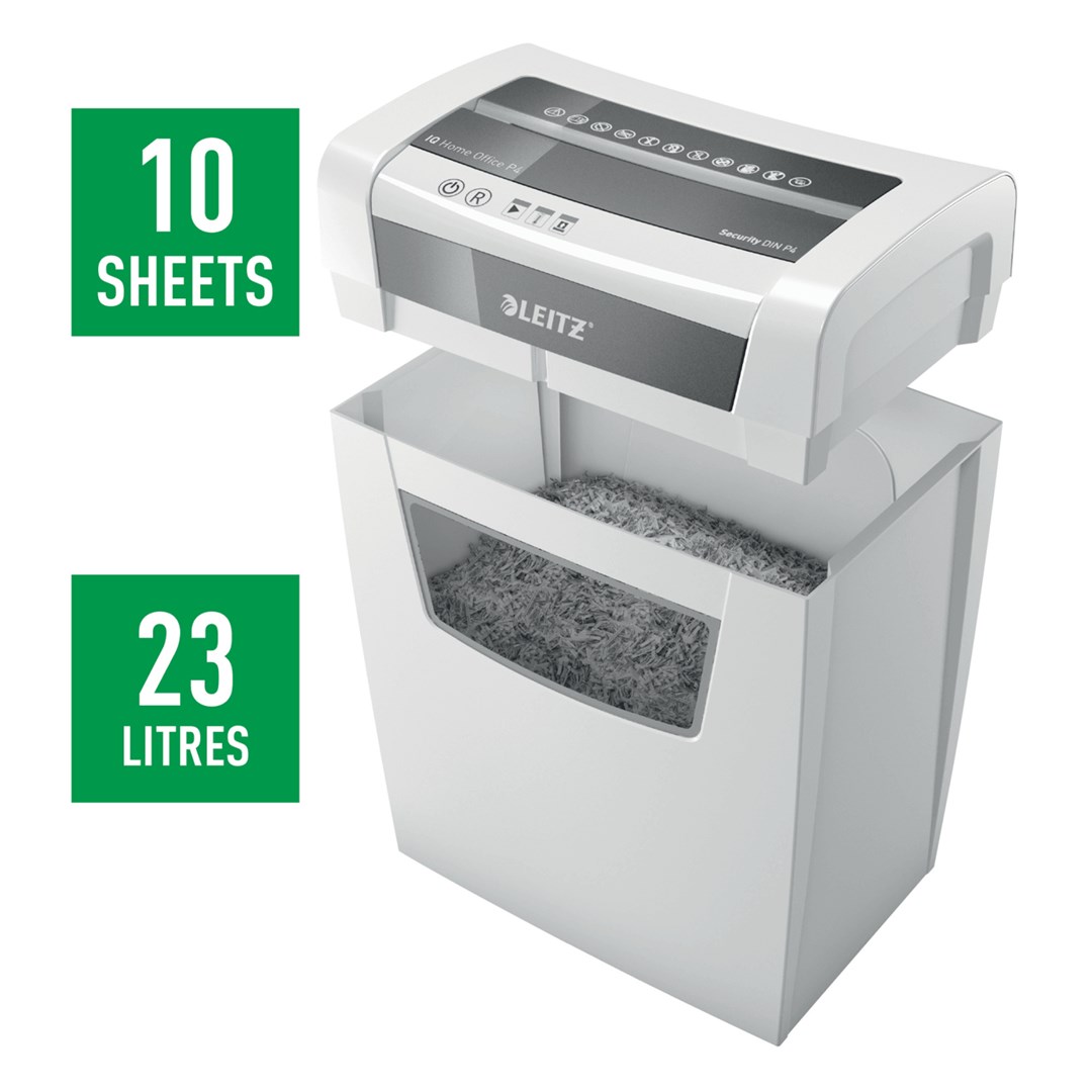 Leitz IQ Home Office P-4 paper shredder Particle-cut shredding 22 cm White - Afbeelding 5