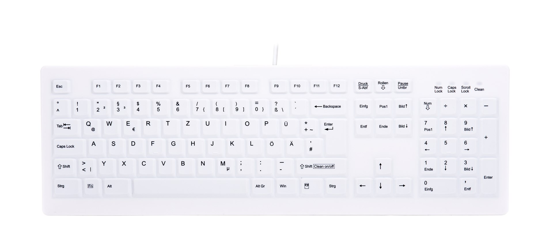Contour Design Active Key Contour ClassicClean Medical Keyboard Removable Cover Full-Size Wired White DE C8100 - Afbeelding 3
