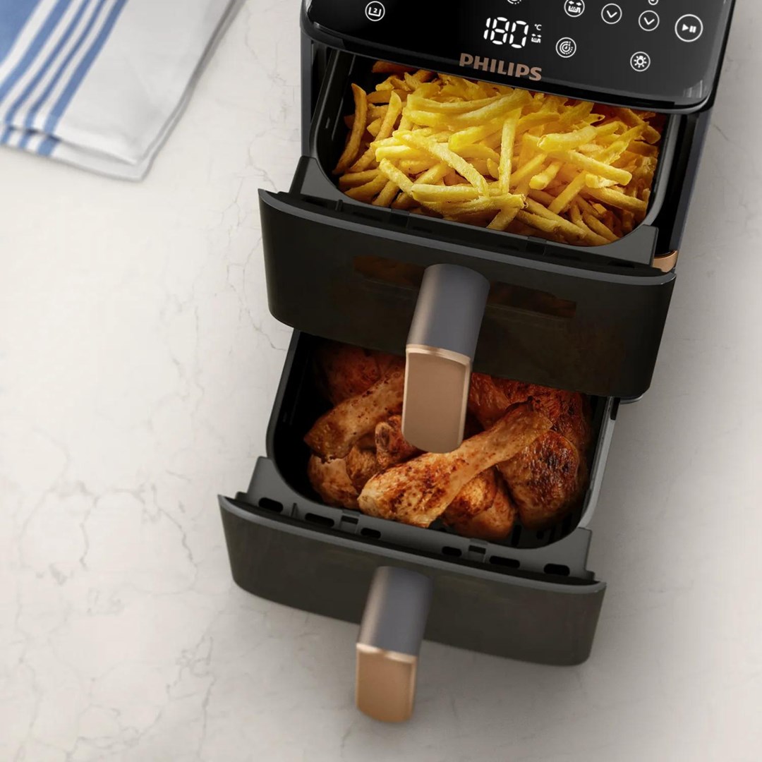 Philips 4000 series NA462/80 fryer Double 10 L Stand-alone 2750 W Hot air fryer Black, Gold, Grey - Afbeelding 9