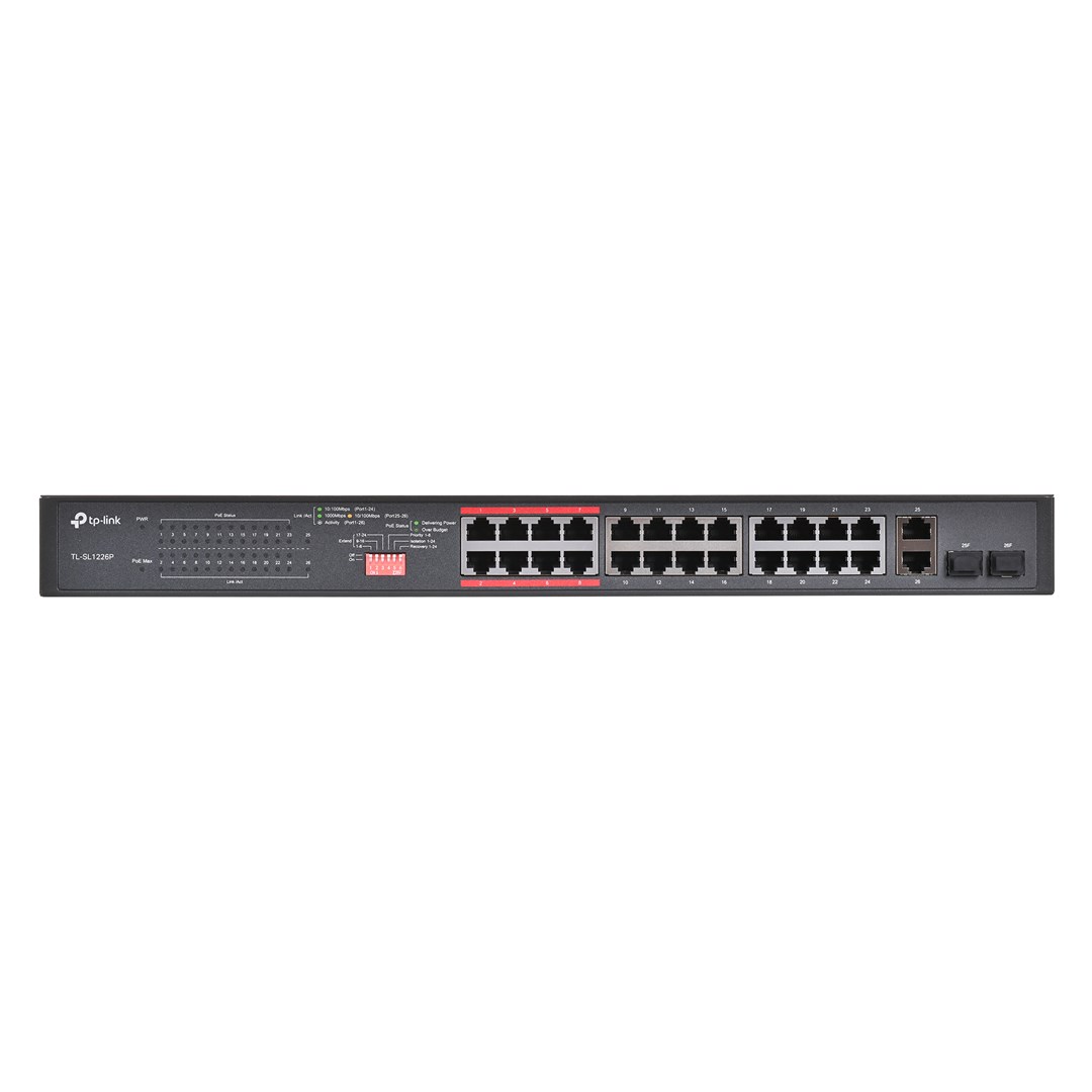 TP-Link 24-Port 10/100Mbps + 2-Port Gigabit Unmanaged PoE+ Switch - Afbeelding 2