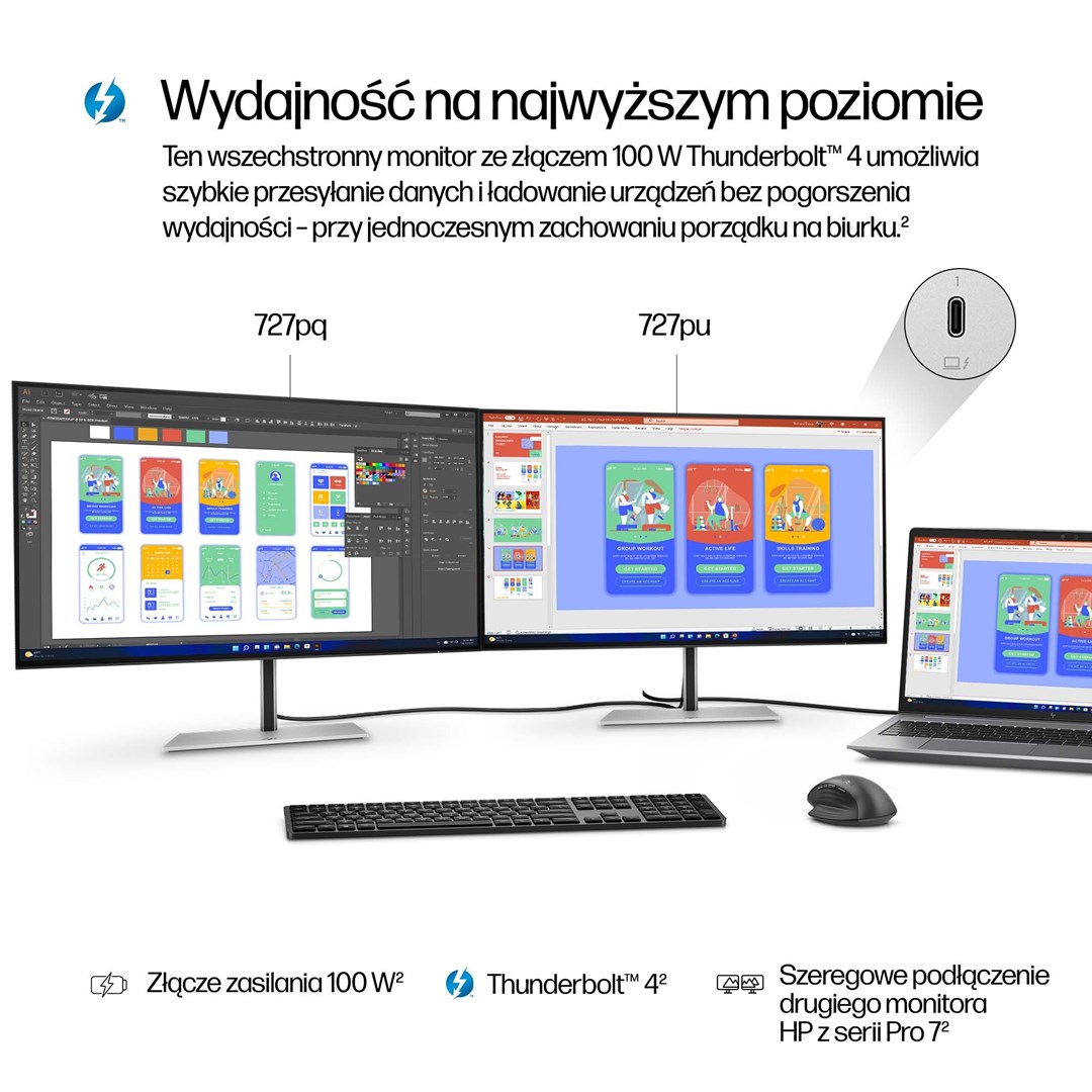HP Series 7 Pro 27 inch QHD Thunderbolt 4 Monitor - 727pu - Afbeelding 9