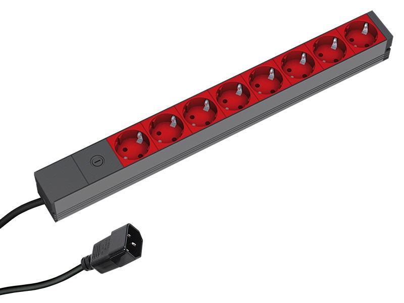 Power strip Bachmann 48.30cm ALU 8-way, for UPS - Afbeelding 2