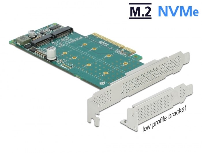 Delock PCIe x8 to 2 x NVMe M.2 Key M Card - Afbeelding 2