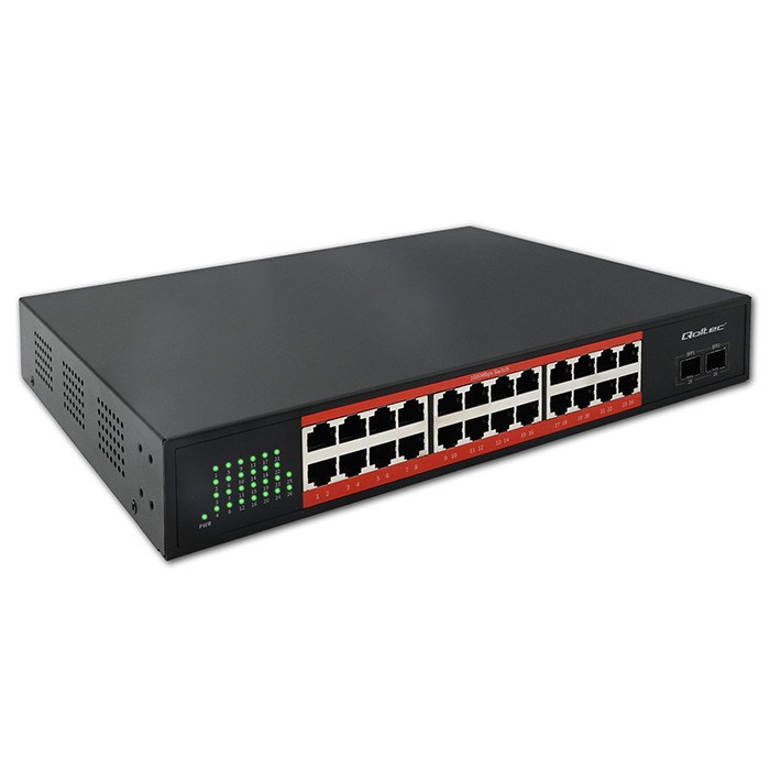 Qoltec Schakelaar sieciowy SWITCH Gigabit Ethernet | 24x RJ45 | 2x SFP | 1000 Mb/s - Afbeelding 2