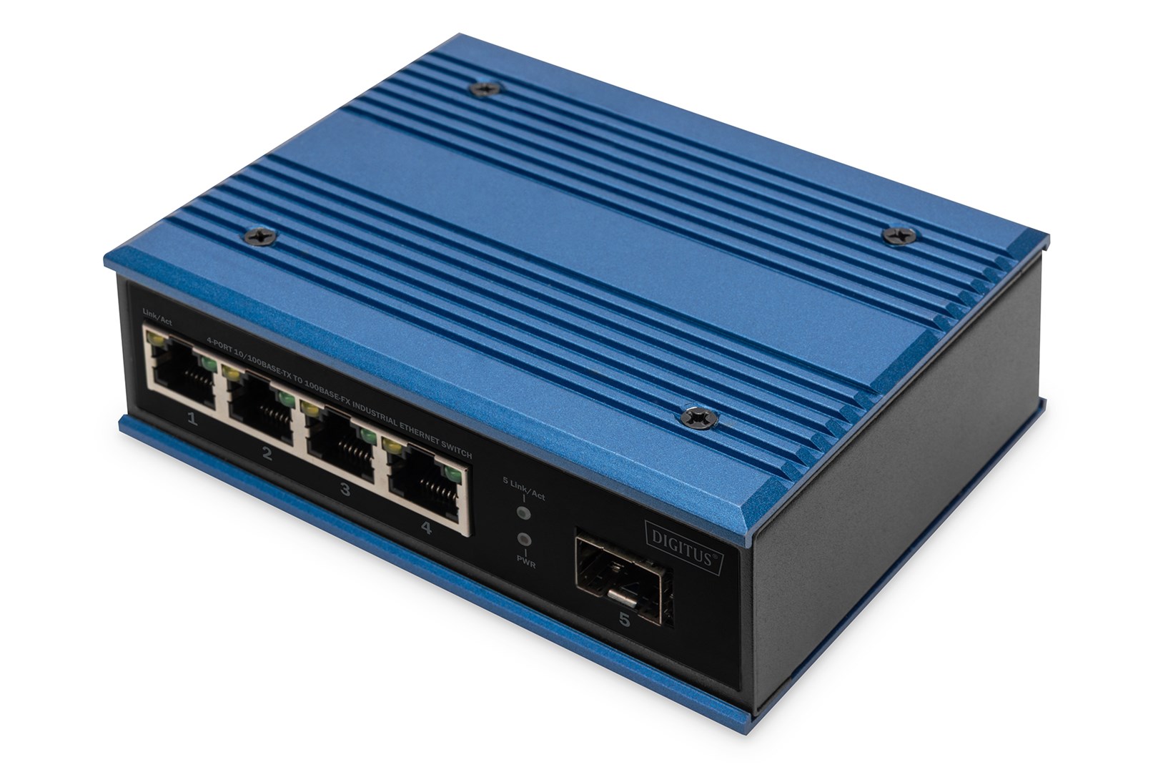 Digitus 4 port Fast Ethernet network switch, industrial, unmanaged, 1 SFP FE uplink - Afbeelding 2