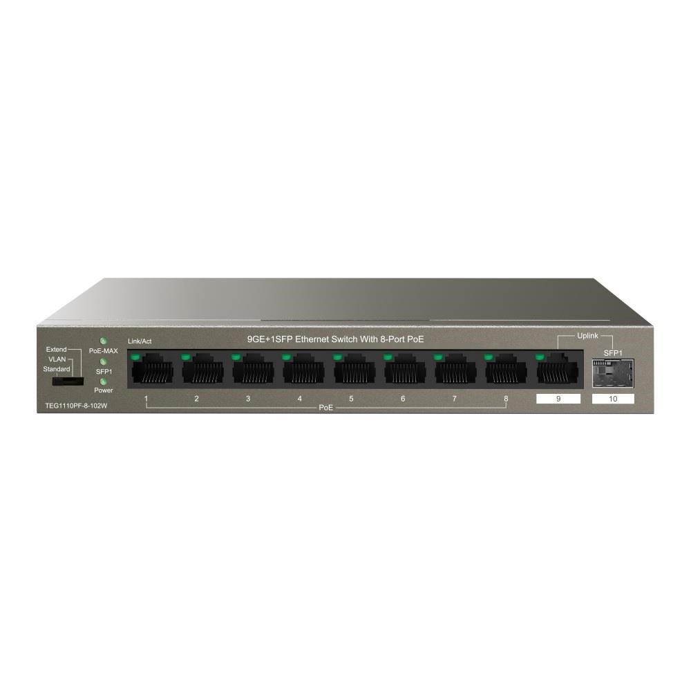 Tenda TEG1110PF-8-120W network switch Unmanaged Gigabit Ethernet (10/100/1000) Power over Ethernet (PoE) Black - Afbeelding 2