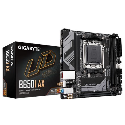 Gigabyte B650I AX 1.0 Processor family AMD Processor socket AM5 DDR5 DIMM Supported hard disk drive interfaces SATA, M.2 Number of SATA connectors 2 - Afbeelding 2