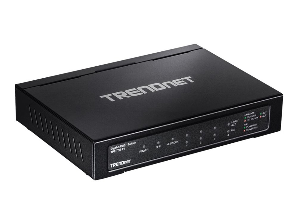 Trendnet TPE-TG611 network switch Gigabit Ethernet (10/100/1000) Power over Ethernet (PoE) Black - Afbeelding 2