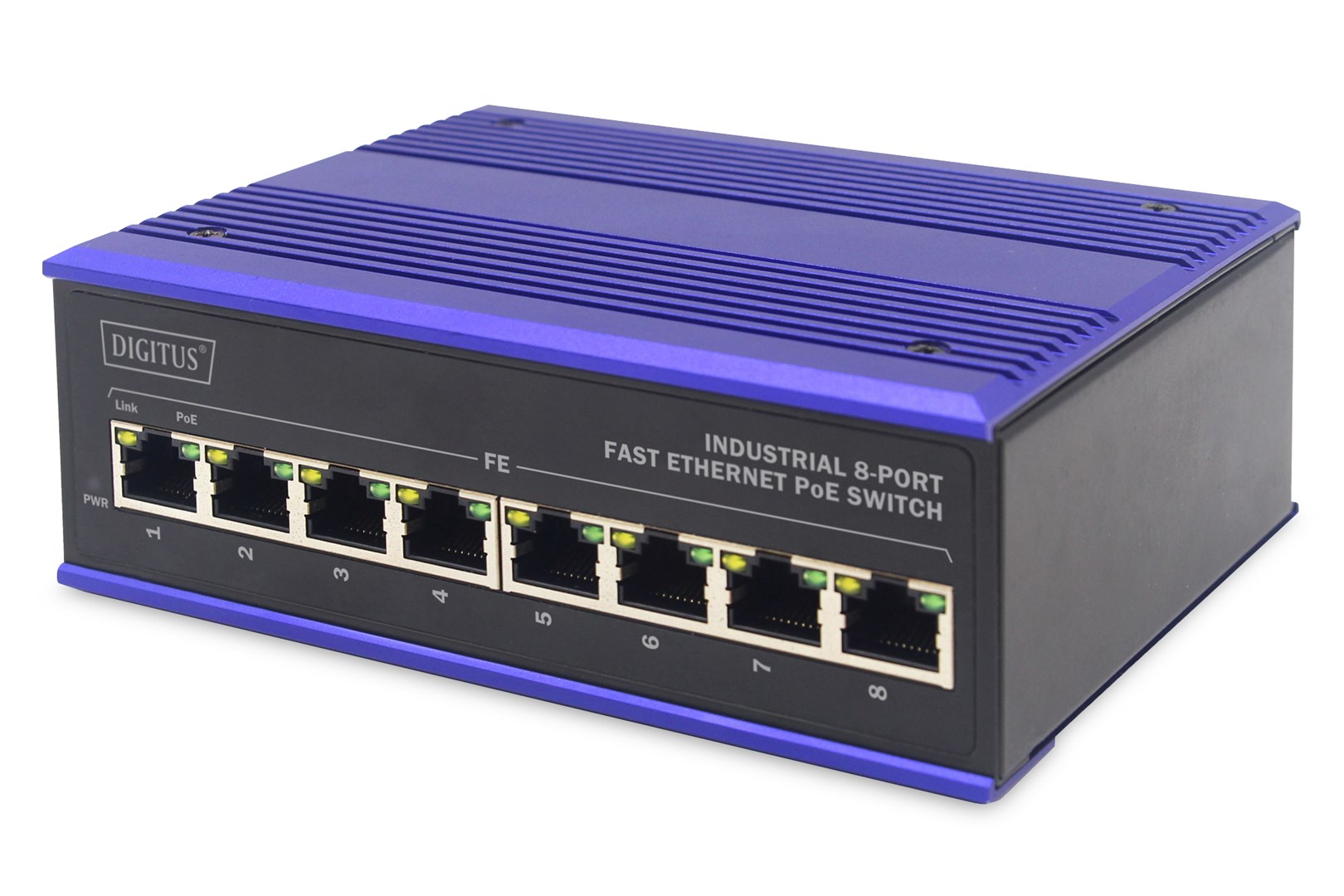 ASSMANN Electronic DN-650108 network switch Fast Ethernet (10/100) Power over Ethernet (PoE) Black, Blue - Afbeelding 2