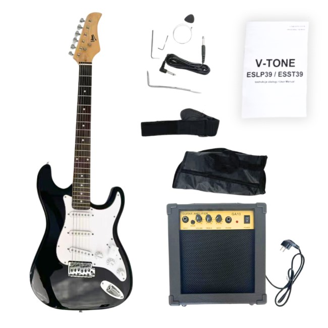Electric guitar V-TONE ESST39 BK 4/4 stratocaster