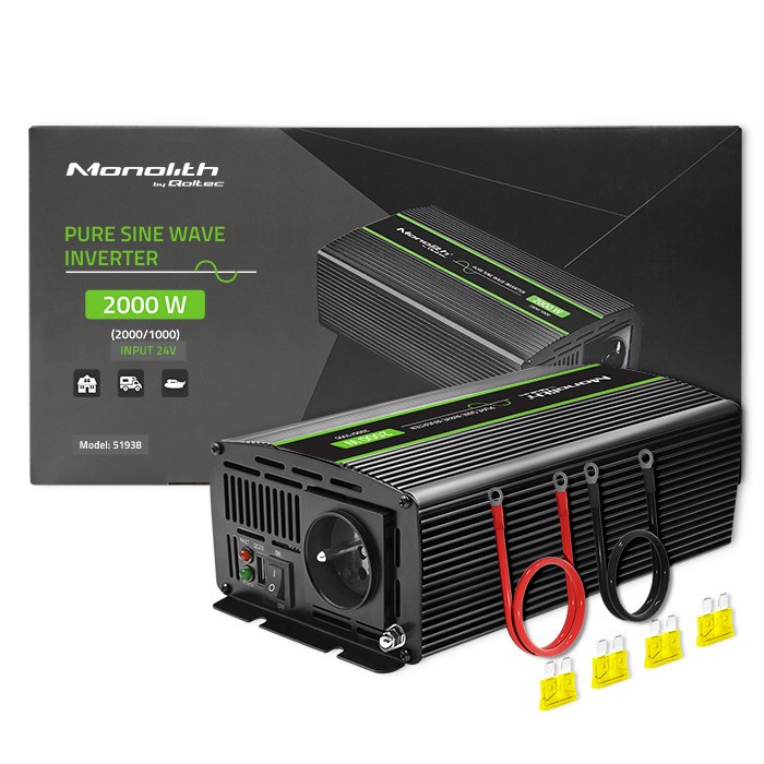Qoltec Monolith power adapter/inverter Auto 2000 W Black - Afbeelding 5