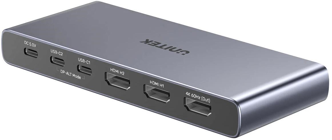 Unitek Schakelaar 4K HDMI/USB-C 4 out en 1 in