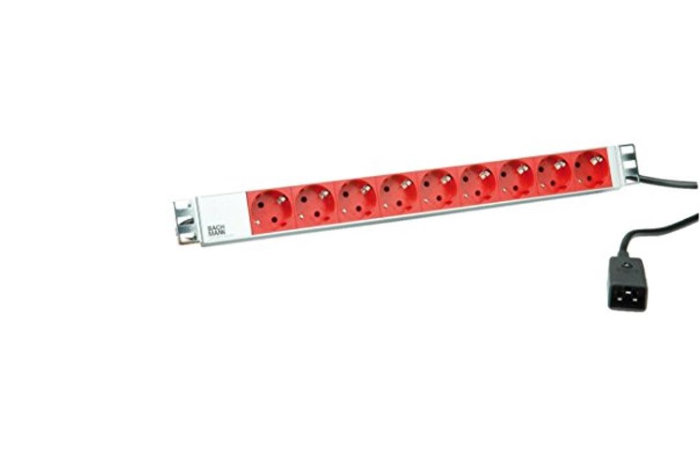 Bachmann 333.936 power extension 2 m 9 AC outlet(s) Indoor Grey, Red - Afbeelding 2