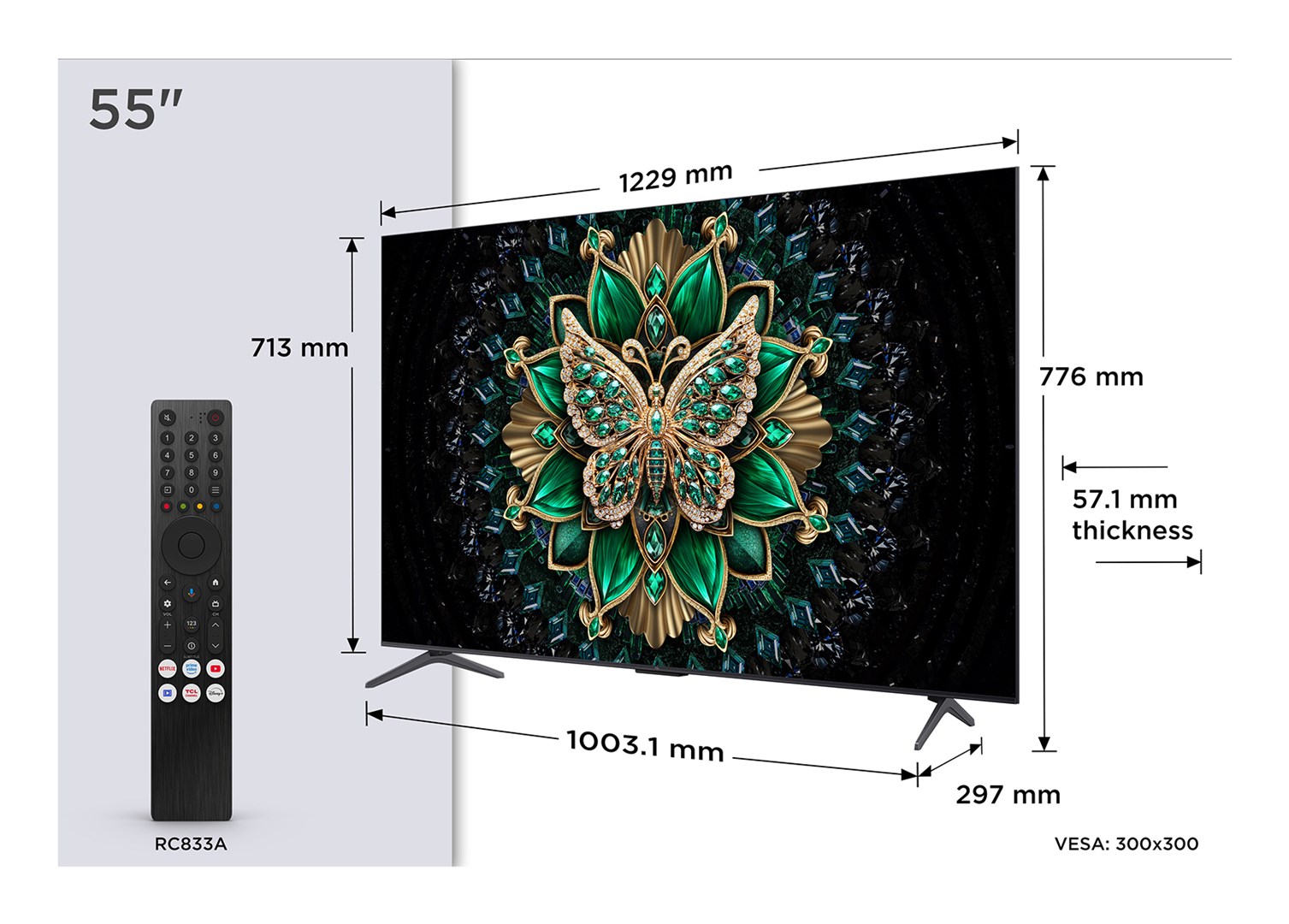 TCL C6K 55" 4K UHD Smart TV Wi-Fi Metallic - Afbeelding 3