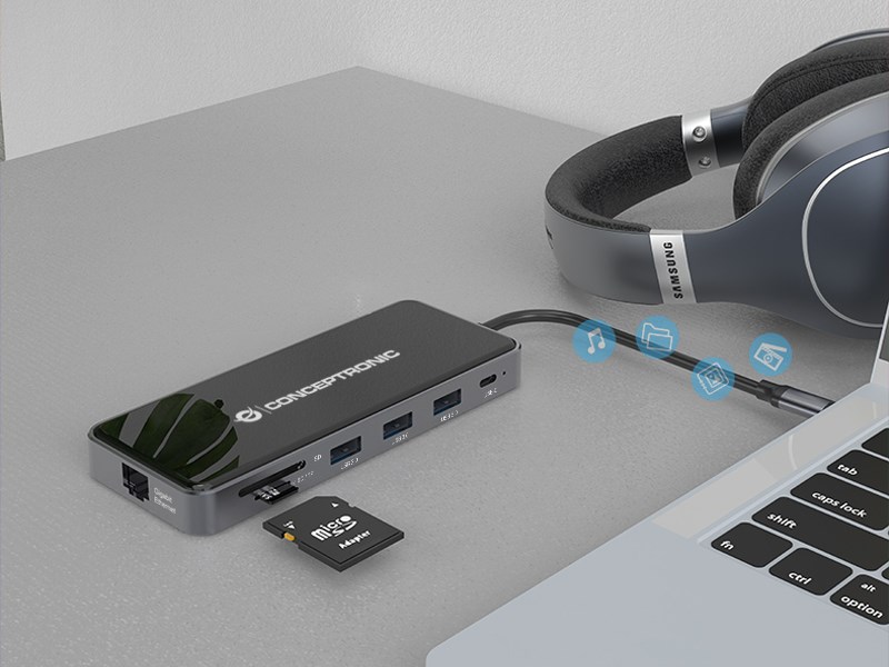 Conceptronic DONN15G laptop dock/port replicator Wired USB 3.2 Gen 1 (3.1 Gen 1) Type-C Grey - Afbeelding 15