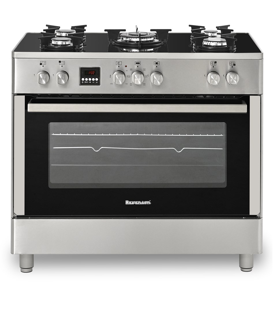 Ravanson KWGE-K90 Glass Inox gas-electric cooker