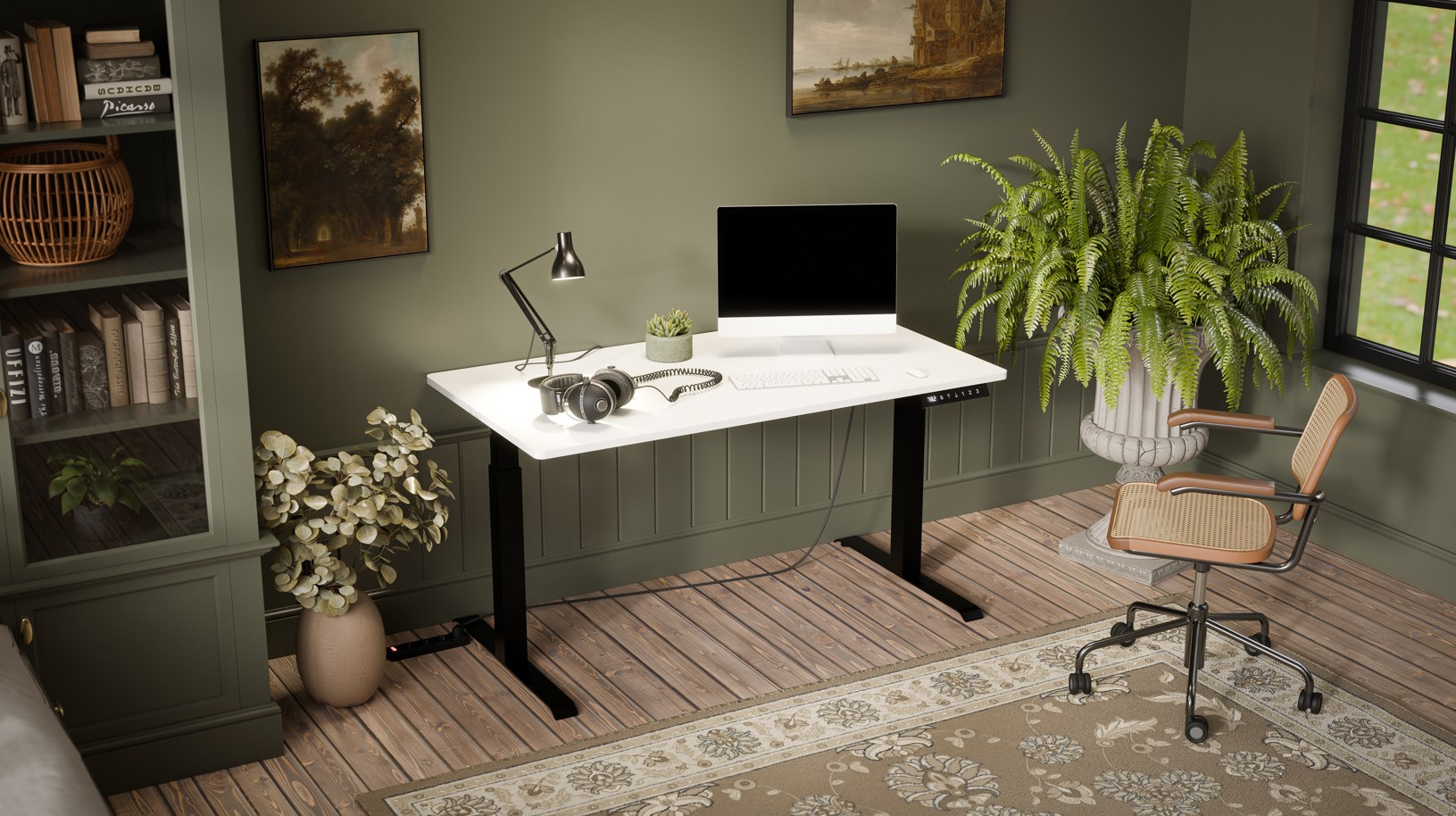 Desk with electric height adjustment MOON LONG 150x80x72-120 black/white - Afbeelding 2